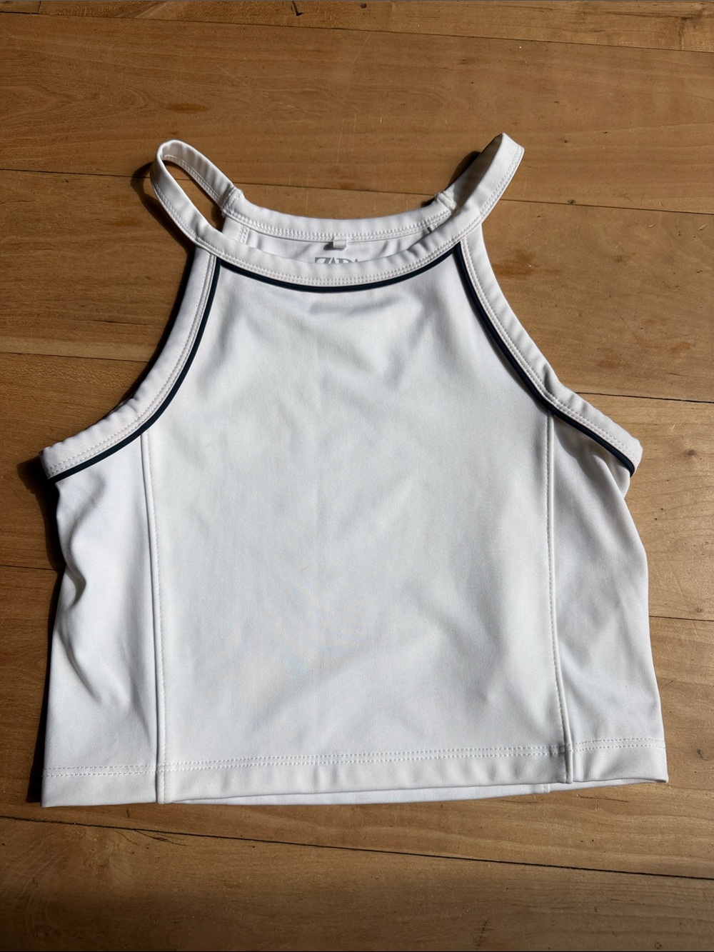 Zara White Tank Top with Navy Trim